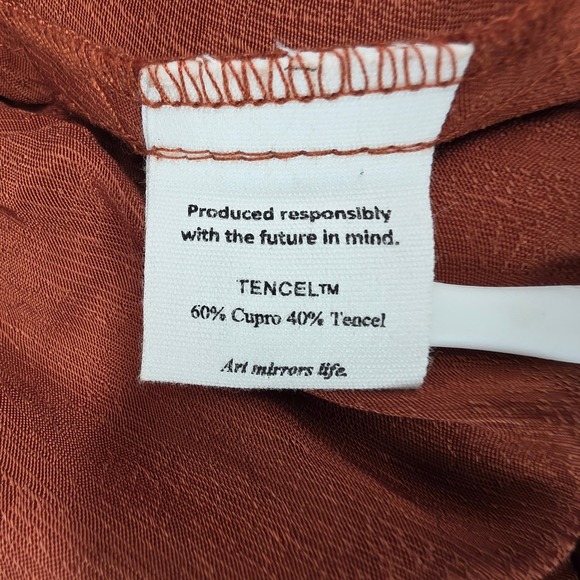 Untitled in Motion Medium Wide Leg Lounge Pajama Pants Rust Orange Tencel Cupro - Picture 3 of 10